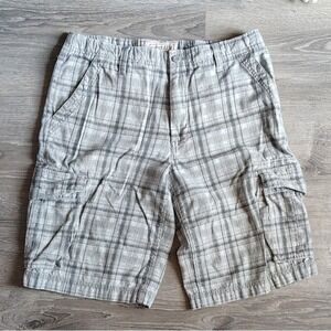 Urban Pipeline Up Cargo Shorts‎ Mens 36 Pockets Gray Plaid Hiking 100% Cotton